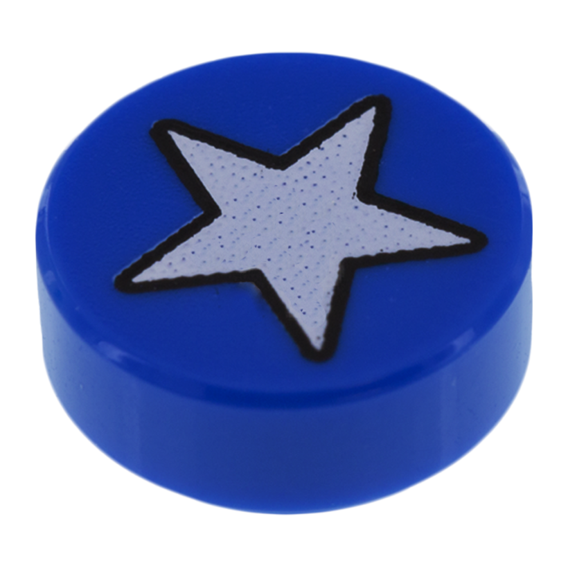 Плитка 10шт Lego Кругла Декоративна with White Star Pattern 1 x 1 98138pb036 6138208 Blue Б/У - Retromagaz