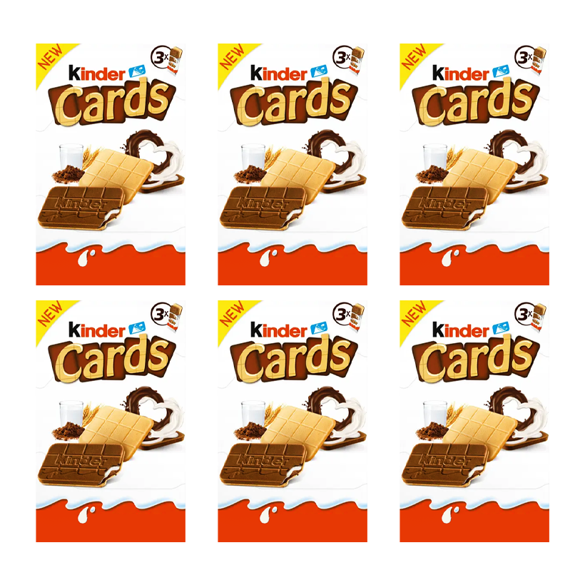 Набор Печенье 6шт Kinder Cards 3 Pieces 77g - Retromagaz