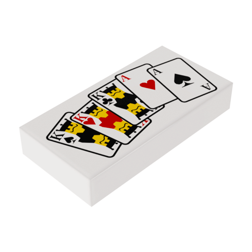 Плитка Lego Декоративная Tile with Playing Cards Full House Pattern 1 x 2 3069bpx6 4105276 4161022 White Б/У - Retromagaz