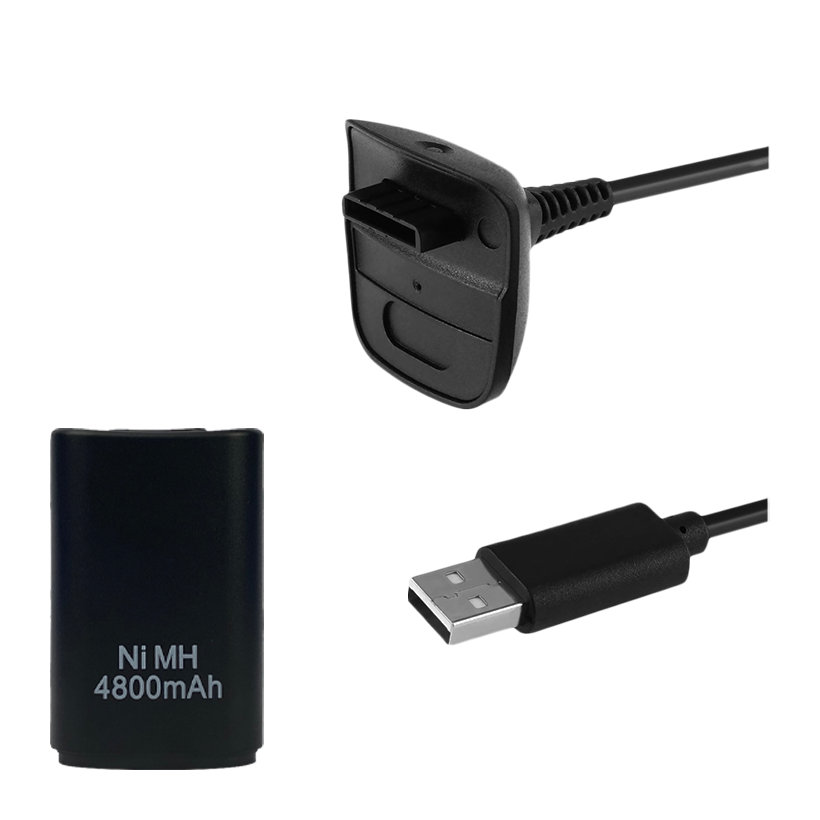 Акумулятор RMC Xbox 360 Play and Charge Kit + Кабель USB Black Новий - Retromagaz
