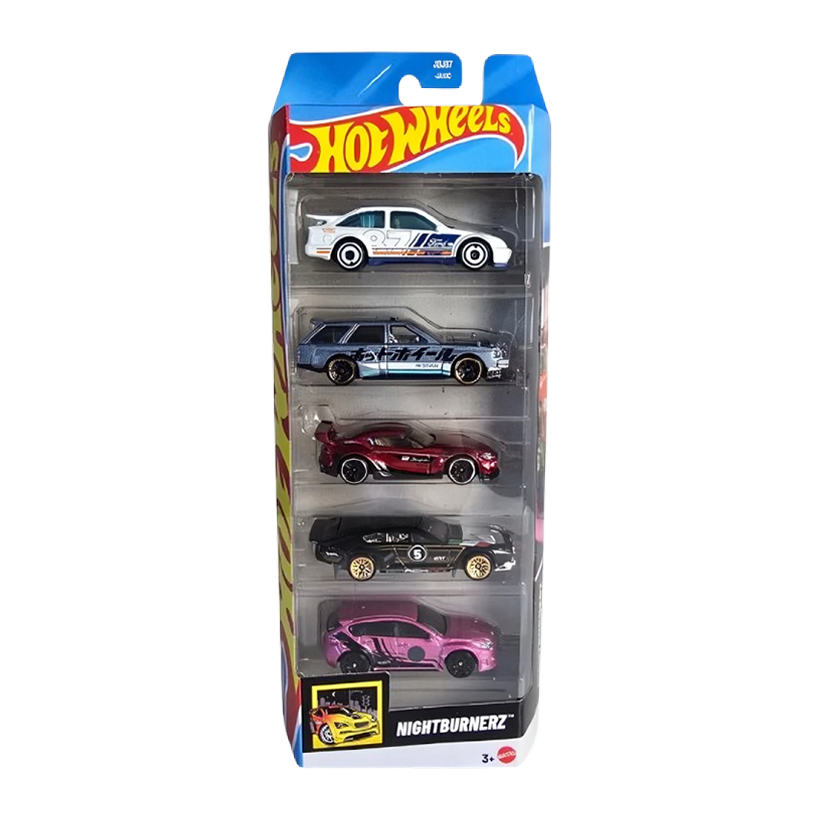 Машинка Базовая 5шт Hot Wheels Ford Sierra / Nissan Maxima / '20 Toyota GR Supra / Dimachinni / Subaru WRX STI Nightburnerz 1:64 JBJ87 Red - Retromagaz
