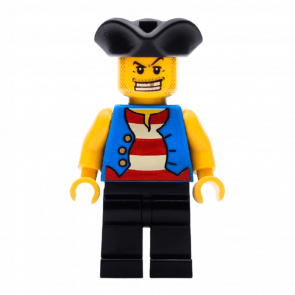Фигурка Lego Adventure Pirates Pirate Blue Vest Black Legs Tricorne Hat pi127 1 1шт Б/У Хороший - Retromagaz