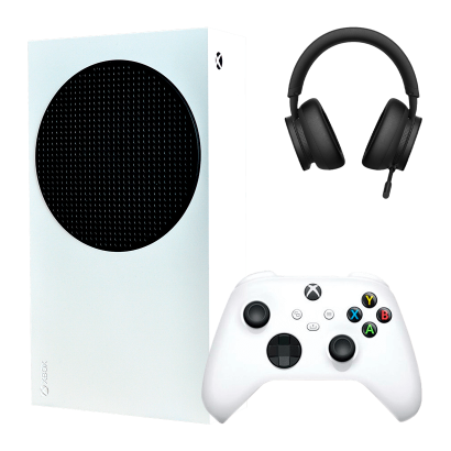 Набор Консоль Microsoft Xbox Series S 512GB White Б/У  + Геймпад Беспроводной Robot + Гарнитура  Wireless Headset (2024) Black - Retromagaz