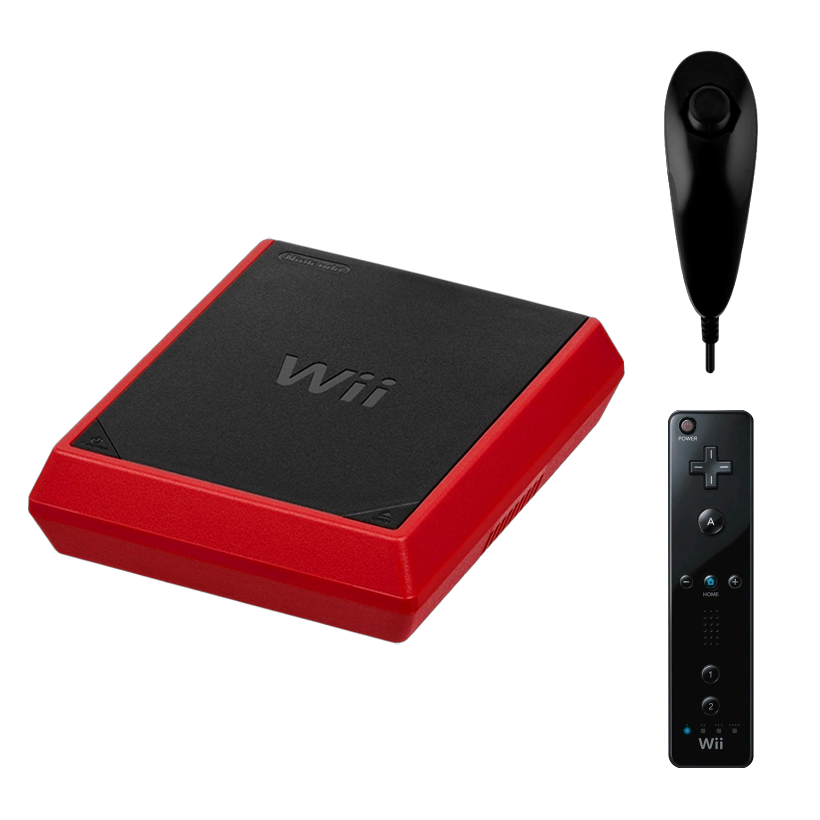Набор Консоль Nintendo Wii Mini RVL-201 Europe 8GB Red Б/У  + Контроллер Беспроводной Remote Black + Проводной Nunchuk - Retromagaz