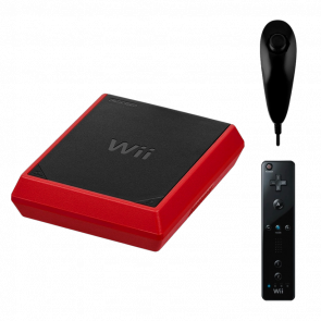 Набор Консоль Nintendo Wii Mini RVL-201 Europe 8GB Red Б/У  + Контроллер Беспроводной Remote Black + Проводной Nunchuk - Retromagaz