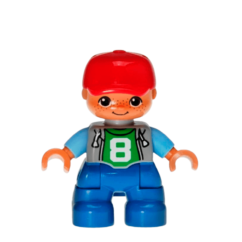 Фигурка Lego Boy Blue Legs Light Bluish Grey Top Duplo 47205pb026a Б/У - Retromagaz