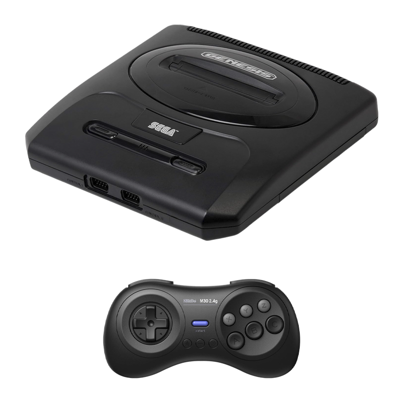 Набір Консоль Sega Mega Drive 2 MK-1631 Genesis USA Black Б/У  + Геймпад Бездротовий 8BitDo 1 M30 2.4G 81CA Новий - Retromagaz