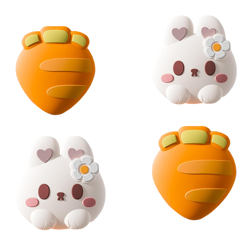 Накладки на Стіки 4шт RMC Carrot Bunny PlayStation 5 4 3 2 1 Xbox Series One 360 Switch 2 White Orange - Retromagaz