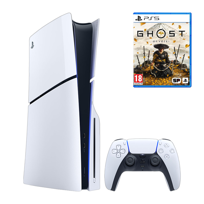 Набор Консоль Sony PlayStation 5 Slim Blu-ray 1TB White Новый  + Игра Ghost of Yotei Русская Озвучка - Retromagaz