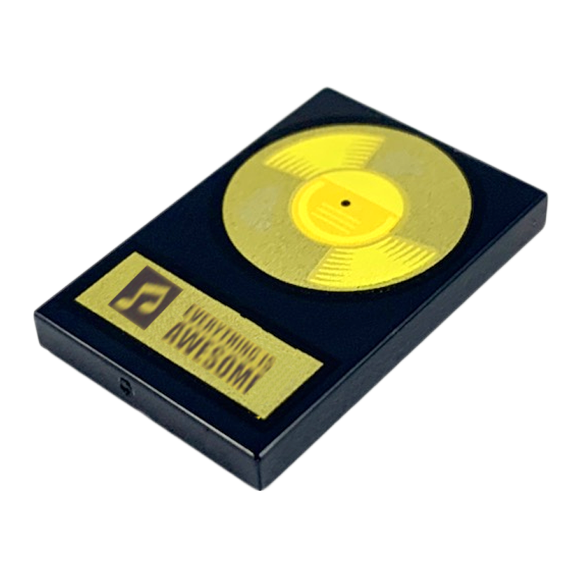 Плитка Lego Круглая Декоративная with Gold Record 'EVERYTHING IS AWESOME' Pattern 2 x 3 26603pb029 6257694 Black Б/У - Retromagaz