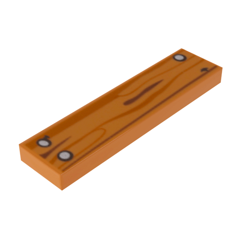 Плитка 2шт Lego Декоративна Wood Grain and 3 Silver Nails Pattern 1 x 4 2431pb415 6151654 Medium Nougat Б/У - Retromagaz