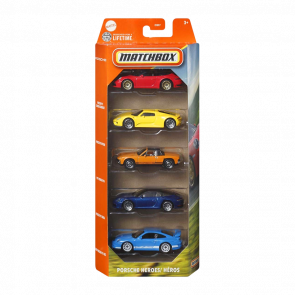 Машинка Большой Город 5шт Matchbox Porsche 911 Carrera Cabriolet / 918 Spyder / 1971 914 / 911 Targa / 2007 Heroes 1:64 JBX28 Red - Retromagaz