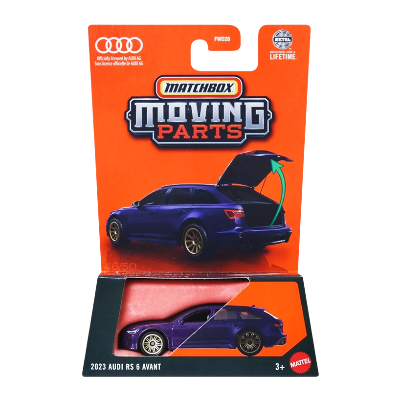 Тематична Машинка Matchbox 2023 Audi RS 6 Avant Moving Parts 1:64 JBW84 Purple - Retromagaz
