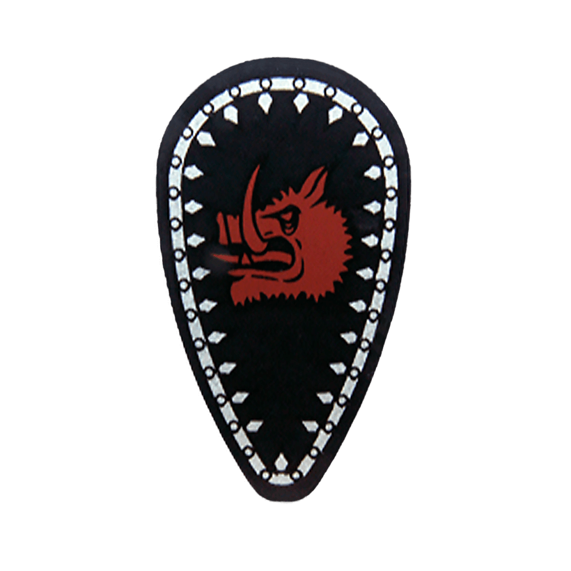 Зброя Lego Щит Ovoid with Boar Head and Silver Border Pattern 2586pb004 6000293 Black Б/У - Retromagaz
