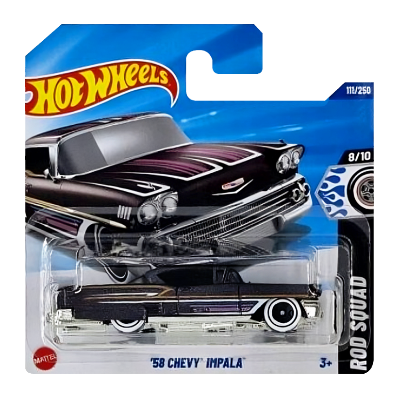 Машинка Базова Hot Wheels '58 Impala Rod Squad 1:64 HYX38 Black - Retromagaz