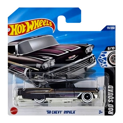 Машинка Базовая Hot Wheels '58 Impala Rod Squad 1:64 HYX38 Black - Retromagaz