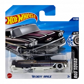Машинка Базова Hot Wheels '58 Impala Rod Squad 1:64 HYX38 Black - Retromagaz