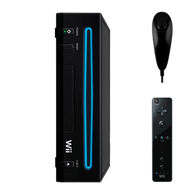 Набор Консоль Nintendo Wii Family Edition RVL-101 Europe 512MB Black Б/У  + Контроллер Проводной Nunchuk + Беспроводной Remote - Retromagaz