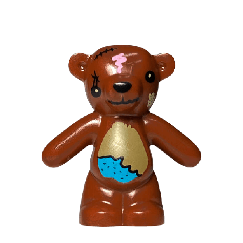 Фигурка Lego Земля Teddy Bear The Simpsons with Black Eyes Dark Tan and Medium Azure Stomac Animals 98382pb004 6064432 Reddish Brown Б/У - Retromagaz