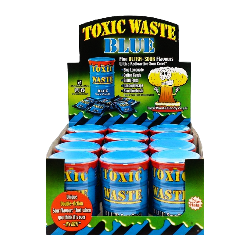 Набор Конфеты 12шт Toxic Waste Blue Sour Candy 42g - Retromagaz