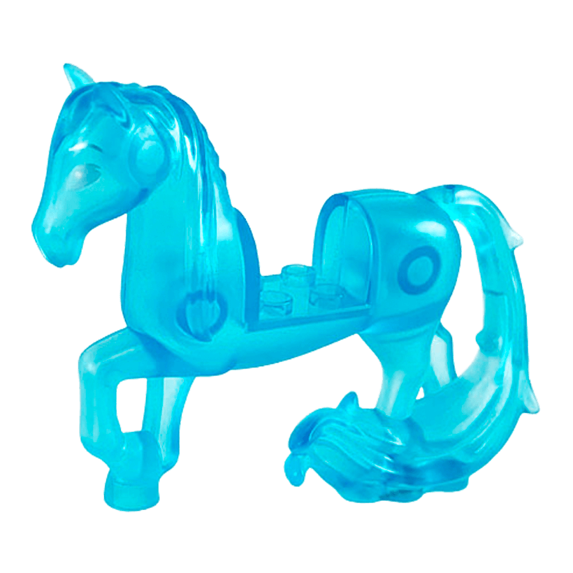 Фігурка Lego Земля Horse Long Swooshy Tail with Metallic Light Blue Eyes Animals 58484c01pb01 58483c01pb01 6274769 Trans-Light Blue Б/У - Retromagaz