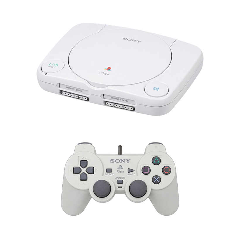 Набор Консоль Sony PlayStation 1 Slim Chip White Б/У  + Геймпад Проводной DualShock - Retromagaz
