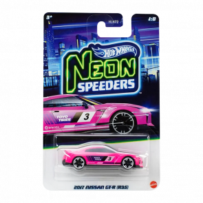 Тематическая Машинка Hot Wheels 2017 Nissan GT-R (R35) Neon Speeders 1:64 JKY01 Pink - Retromagaz