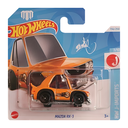 Машинка Базова Hot Wheels Mazda RX-3 (Tooned) J-Imports 1:64 HRY71 Orange - Retromagaz