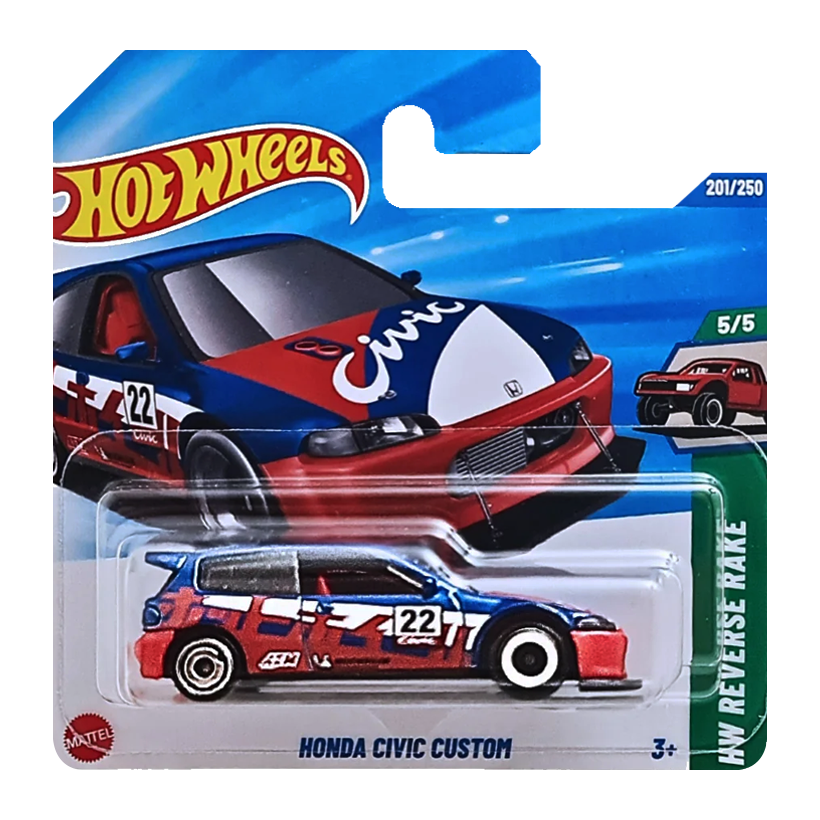 Машинка Базова Hot Wheels Honda Civic Custom Reverse Rake 1:64 JBB22 Red - Retromagaz