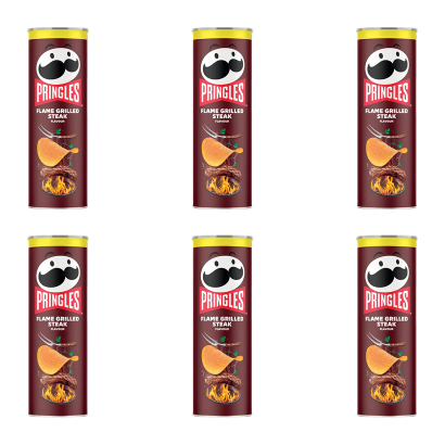 Набор Чипсы 1шт 6шт Pringles Flame Grilled Steak 165g - Retromagaz