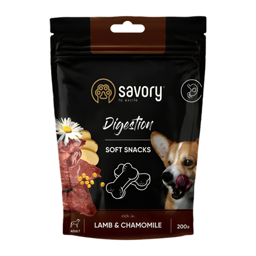 Лакомства для Собак Savory Soft Snacks Digestion Ягненок и Ромашка 200g - Retromagaz
