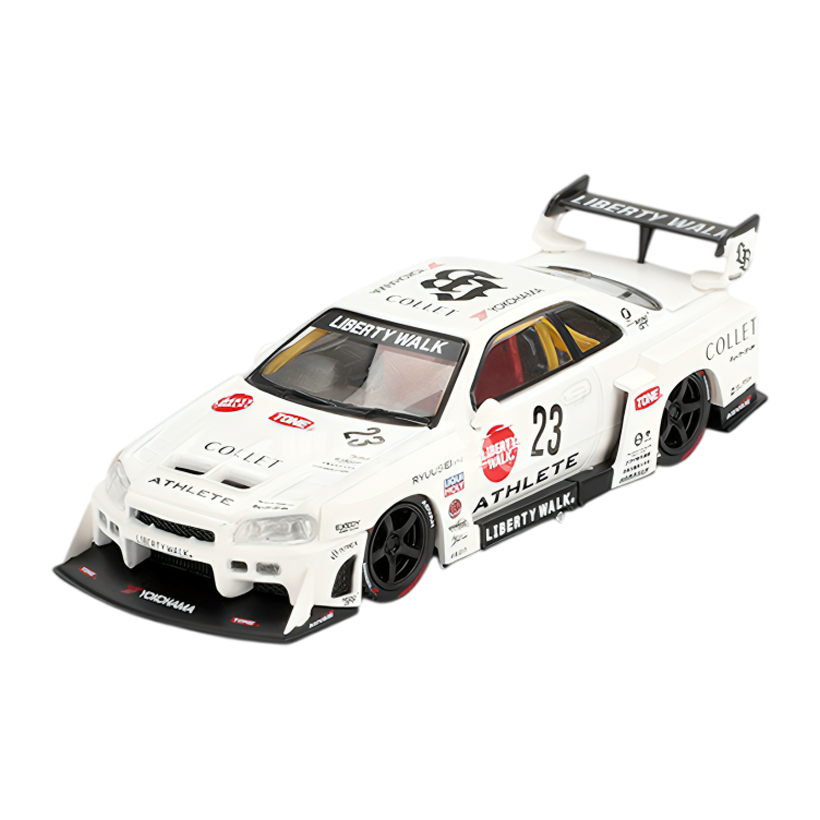 Машинка Premium MINI GT Nissan LB-ER34 Super Silhouette ATHLETE/COLLET 1:64 MGT01059-СH White - Retromagaz