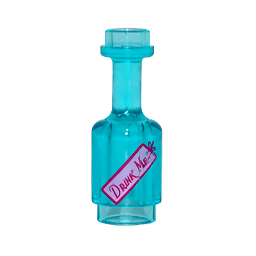 Посуд Lego Bottle with Bright Pink Label with 'DRINK ME' Pattern 95228pb03 6146100 Trans-Light Blue Б/У - Retromagaz