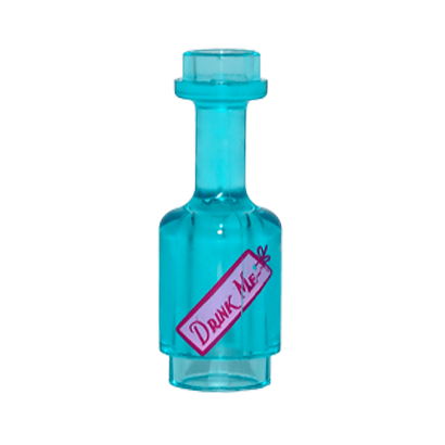 Посуд Lego Bottle with Bright Pink Label with 'DRINK ME' Pattern 95228pb03 6146100 Trans-Light Blue Б/У - Retromagaz