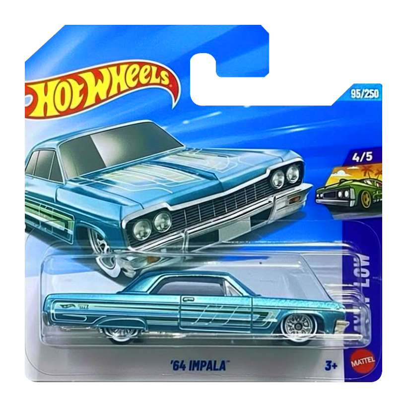 Машинка Базова Hot Wheels '64 Impala Super Treasure Hunt STH Layin Low 1:64 JJM18 Blue - Retromagaz