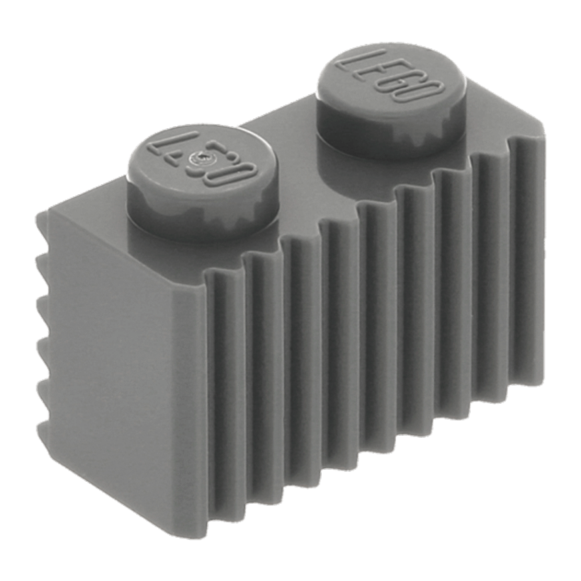Кубик 20шт Lego Модифікована Grille Fluted Profile 1 x 2 2877 4124092 4210636 Dark Bluish Grey Б/У - Retromagaz