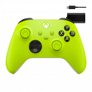 Набор Геймпад Беспроводной Microsoft Xbox Series (QAU-00022) Electric Volt Новый + Аккумулятор Play and Charge Kit + Кабель USB Type-C Black Набор Геймпад Беспроводной Microsoft Xbox Series (QAU-00022) Electric Volt Новый + Аккумулятор Play and Charge Kit + Кабель USB Type-C Black - Retromagaz