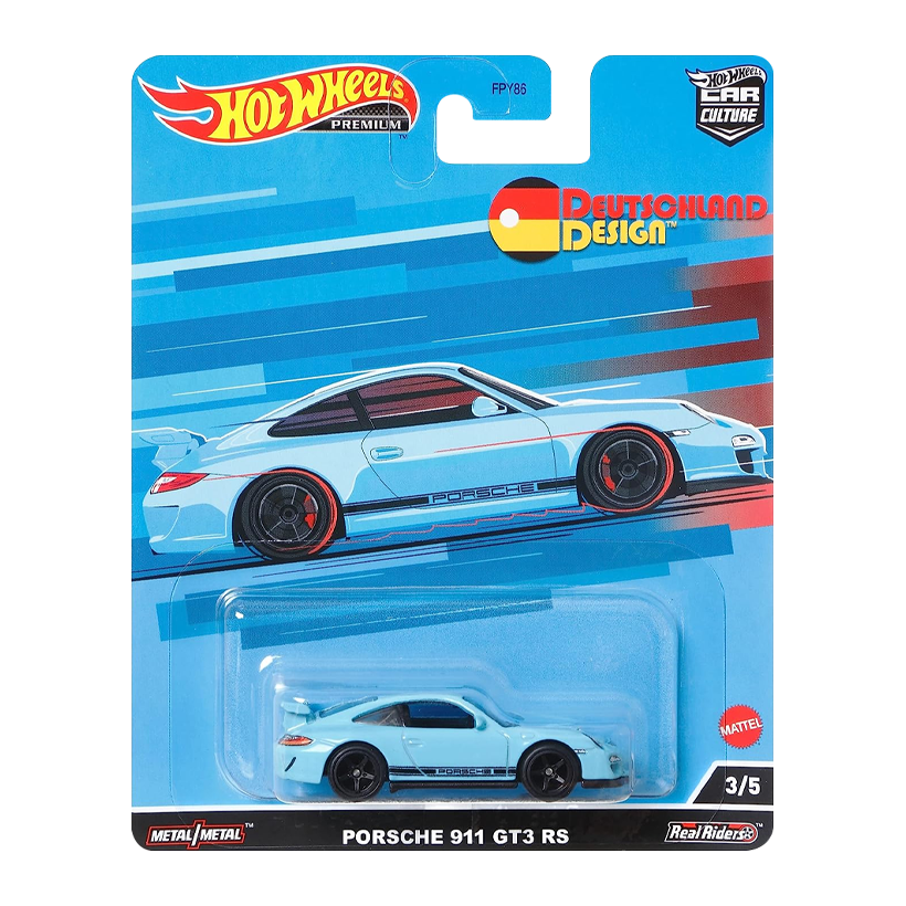 Машинка Premium Hot Wheels Porsche Porsche 911 GT3 RS Deutschland Design 1:64 HCJ94 Light Blue - Retromagaz
