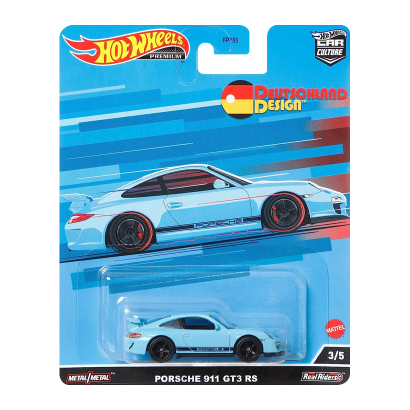 Машинка Premium Hot Wheels Porsche 911 GT3 RS Deutschland Design 1:64 HCJ94 Light Blue - Retromagaz