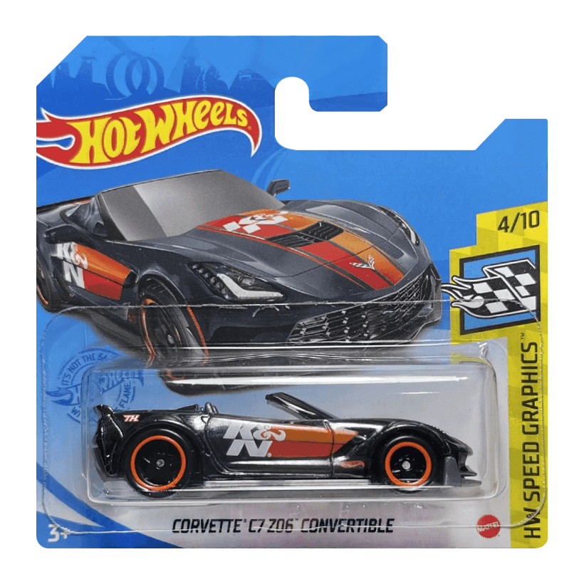 Машинка Базова Hot Wheels Corvette C7 Z06 Convertible Super Treasure Hunt STH Speed Graphics 1:64 GTD07 Black - Retromagaz
