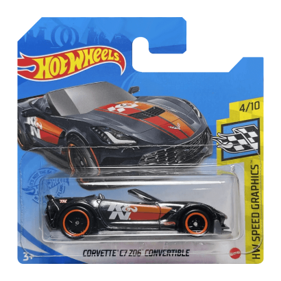 Машинка Базова Hot Wheels Corvette C7 Z06 Convertible Super Treasure Hunt STH Speed Graphics 1:64 GTD07 Black - Retromagaz