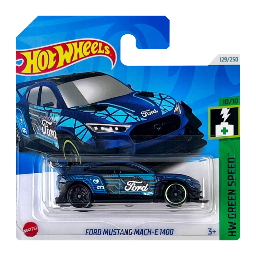 Машинка Базова Hot Wheels Ford Mustang Mach-E 1400 Treasure Hunts Green Speed 1:64 HTF20 Blue - Retromagaz