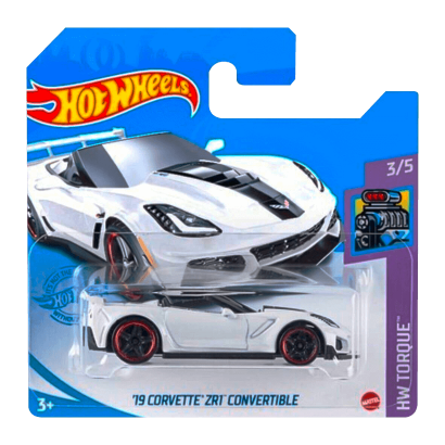 Машинка Базовая Hot Wheels '19 Corvette ZR1 Convertible Torque 1:64 GRY03 White - Retromagaz