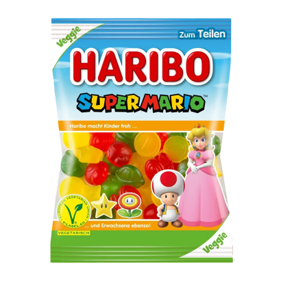 Конфеты Жевательные Haribo Super Mario Princess Peach Vegetarian Veggie 175g 4001686324950 - Retromagaz