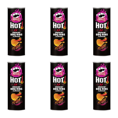 Набір Чипси 6шт Pringles 1шт Hot Smokin' BBQ RIBS Flavour 160g 5053990175949 - Retromagaz