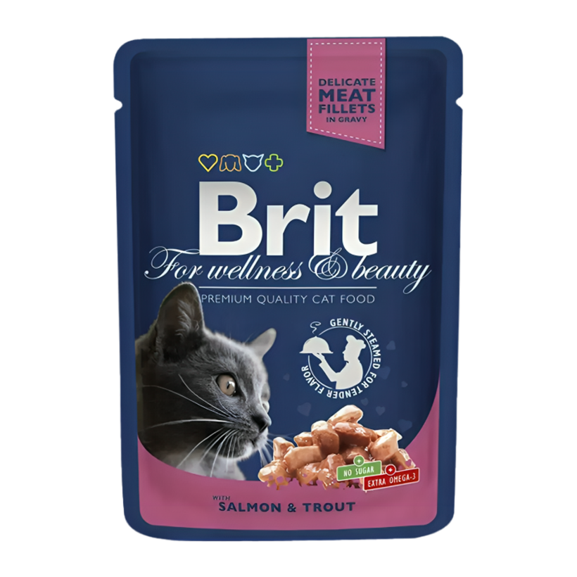 Влажный Корм для Кошек Brit Premium Лосось Форель 100g - Retromagaz