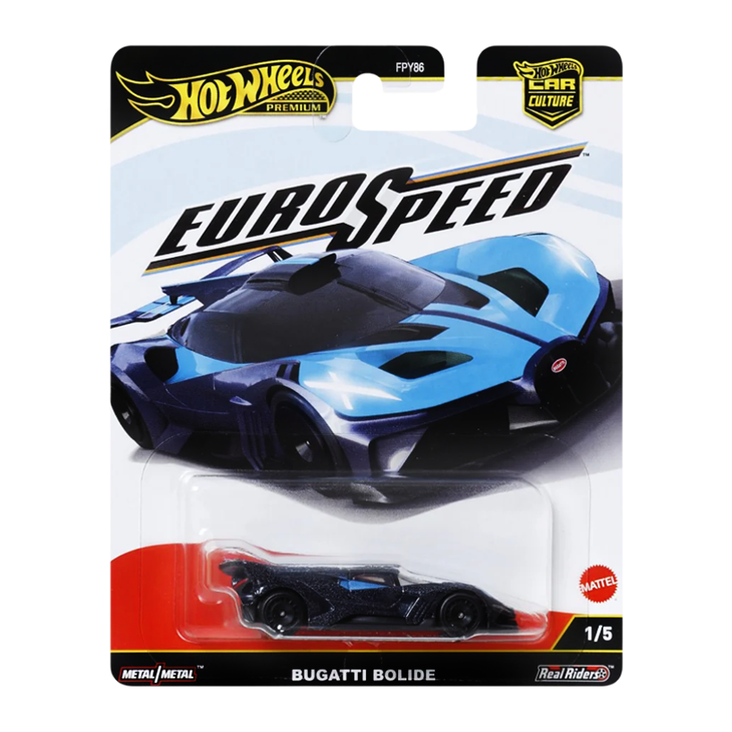 Машинка Premium Hot Wheels Bugatti Bolide EuroSpeed 1:64 JBK79 Black - Retromagaz