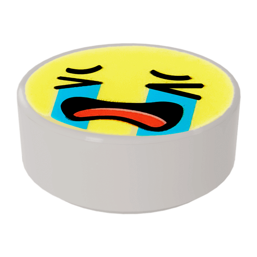 Плитка 10шт Lego Кругла Декоративна Emoji Bright Light Yellow Face Crying Medium Azure Tear Streams 1 x 1 98138pb138 35381pb138 6299968 White Б/У - Retromagaz