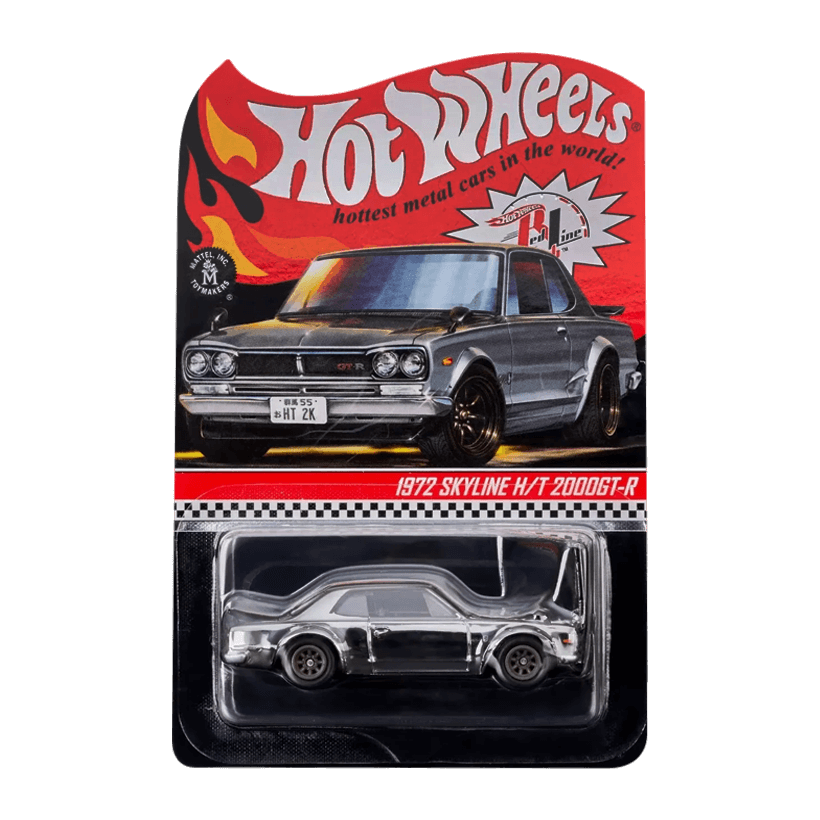 Машинка Premium Hot Wheels 1972 Skyline H/T 2000GT-R Red Line Club RLC 1:64 GXJ15 Silver - Retromagaz