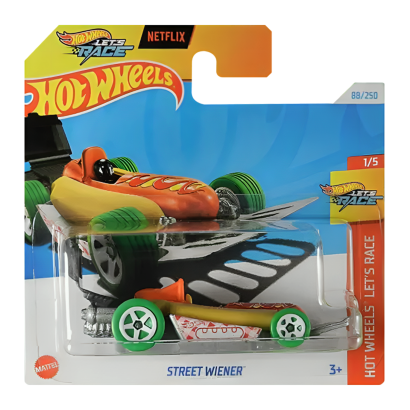 Машинка Базовая Hot Wheels Street Wiener Netflix Let`s Racers 1:64 HTC07 Yellow - Retromagaz